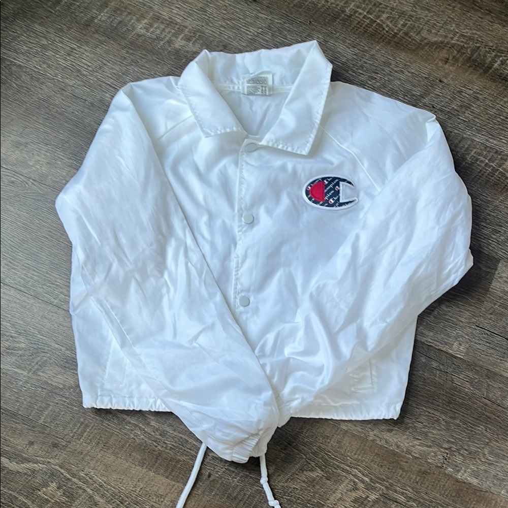 Champion Varsity Jacket White Red Sporty Style